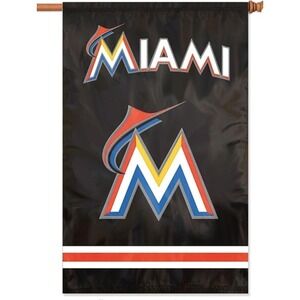 Miami Marlins MLB Vertical Flag House Banner Black New